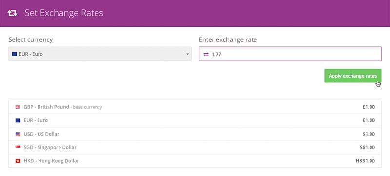 Currency exchange page