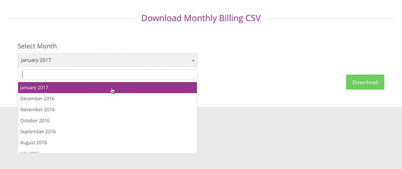 Select a billing CSV to download