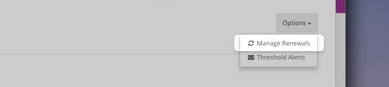 Manage Renewals link