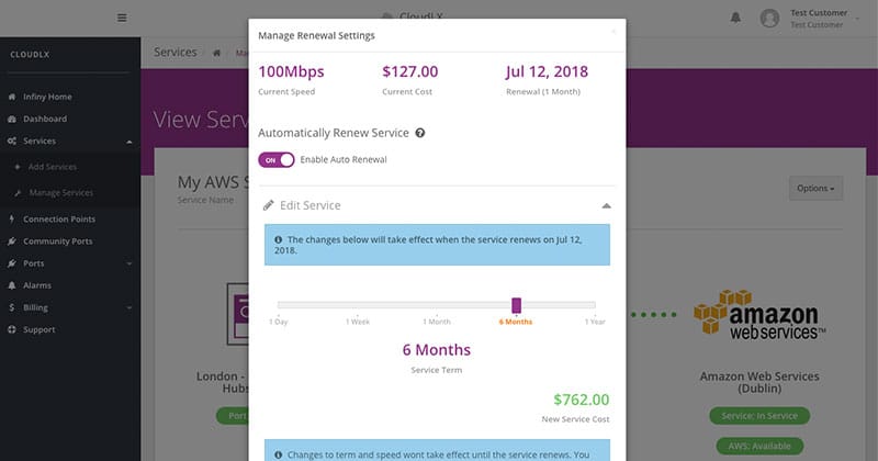 Manage Renewals settings