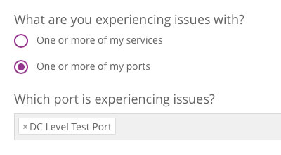 Reporting an issue on a Port