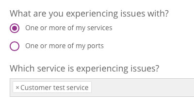 Reporting an issue on a Service